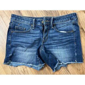 Mossimo Denim Mid Rise Midi Jean frayed  Shorts Women's  Size 2